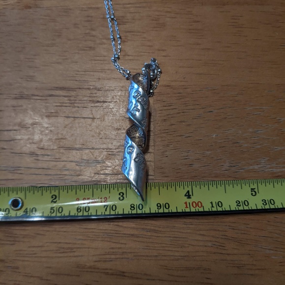 Recycled sterling silver hand-stamped spiral necklace they pronouns - Picture 8 of 11